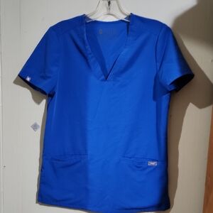 Figs Royal Blue V-Neck Scrub Top Used Good Conditons Size XS